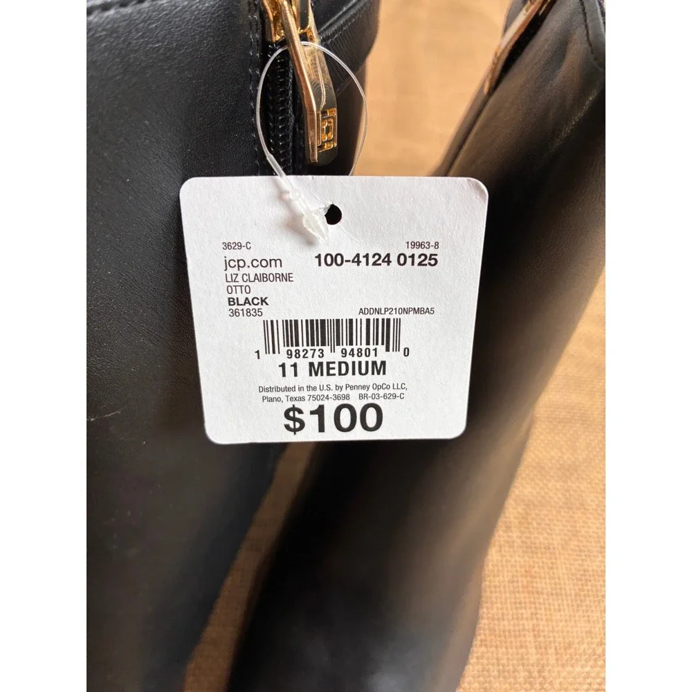 Minimalist Liz Claiborne Black Pointed Toe Kitten Heel Ankle Booties 11 NEW